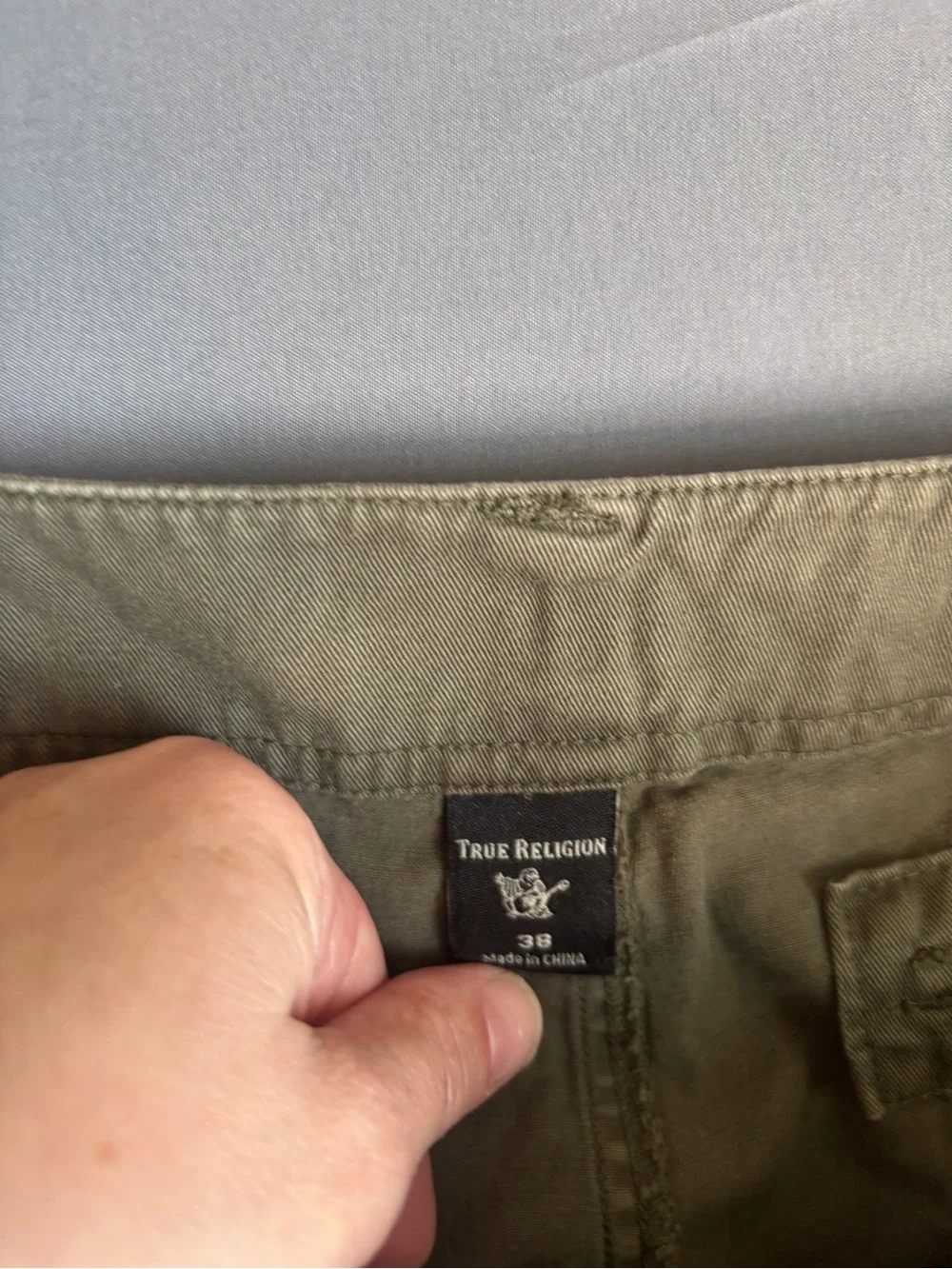 True Religion Men's Olive Cargo Shorts Military Utility Cotton Size 38